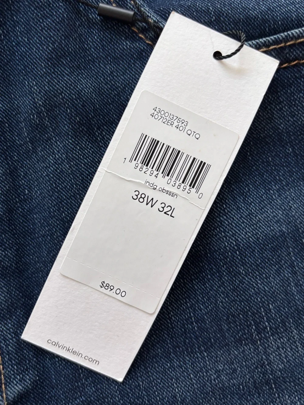 CALVIN KLEIN Men's Slim Fit Mid Rise High Stretch Dark Indigo Jeans--NWT--38x32